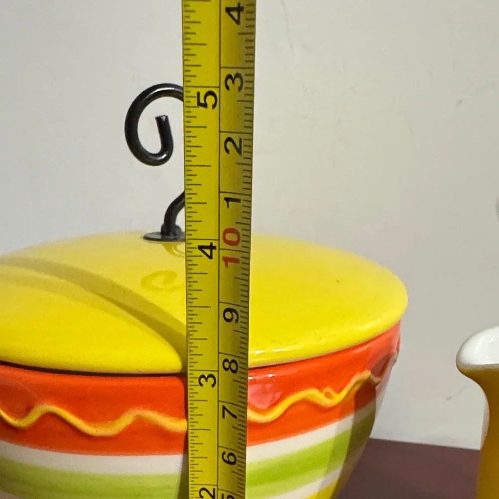 Colorful Ceramic Sugar Bowl and Creamer Set
